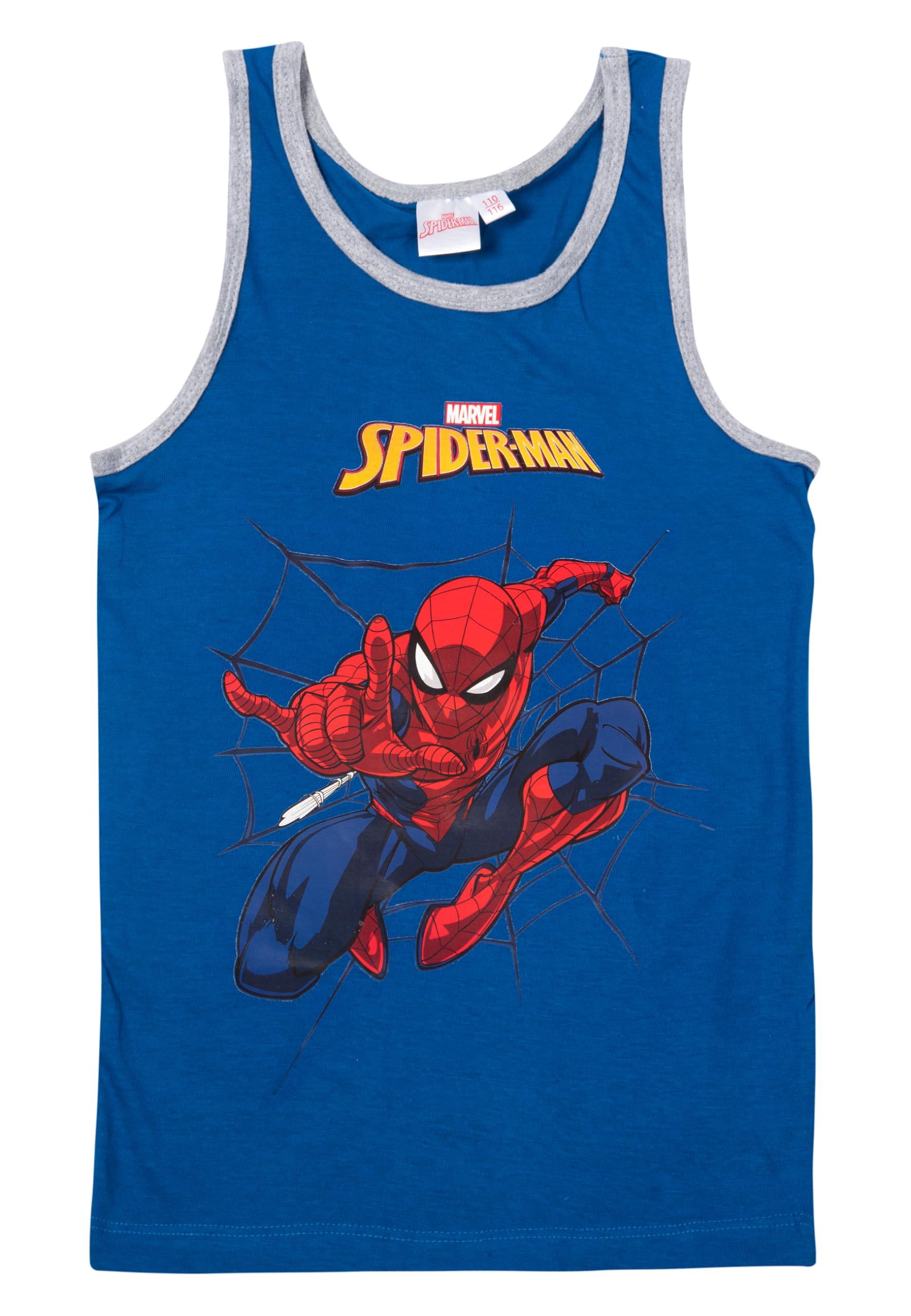 Marvel Spiderman Lot de 2 maillots de corps, pour garçon, pour enfant, gris/bleu
