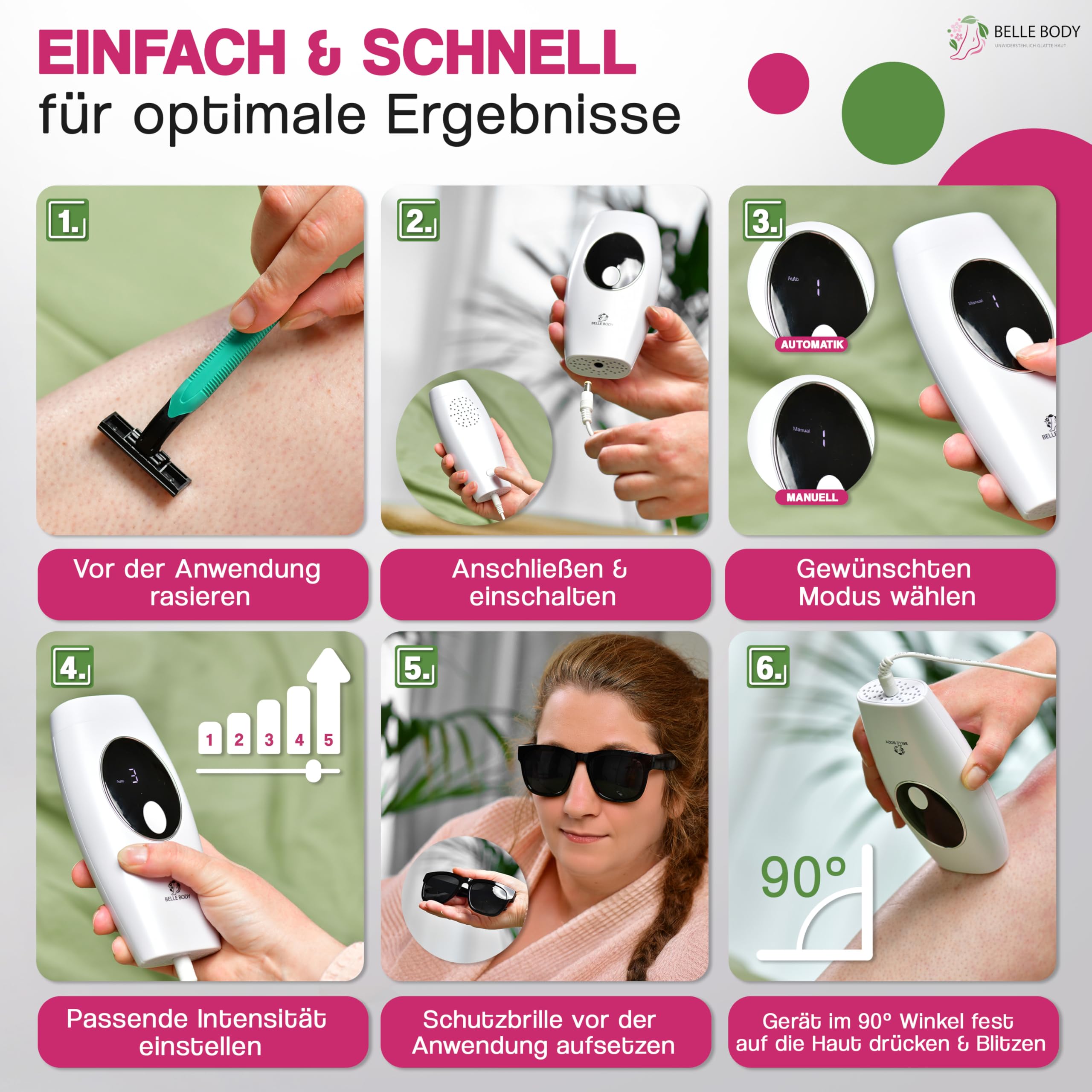 BELLE BODY IPL Ultra+ Premium - Haarentfernungsgerät Lasergerät - Dauerhafte Haarentfernung - vielseitiges Enthaarungsgerät Körper - für Mann und Frau - geeignet für alle Körperteile
