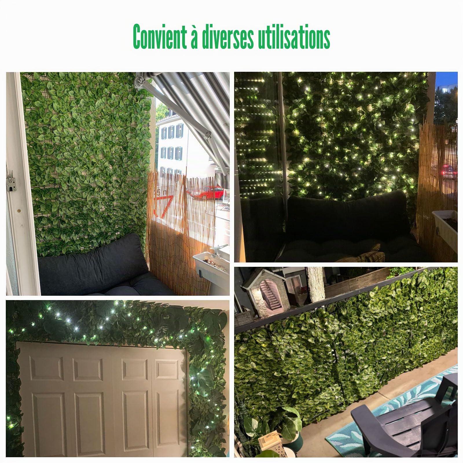 Haie de lierre artificiel Brise-vue 100 x 600 cm Lierre Brise-vue Balcon Feuilles Brise-vue Haie artificielle