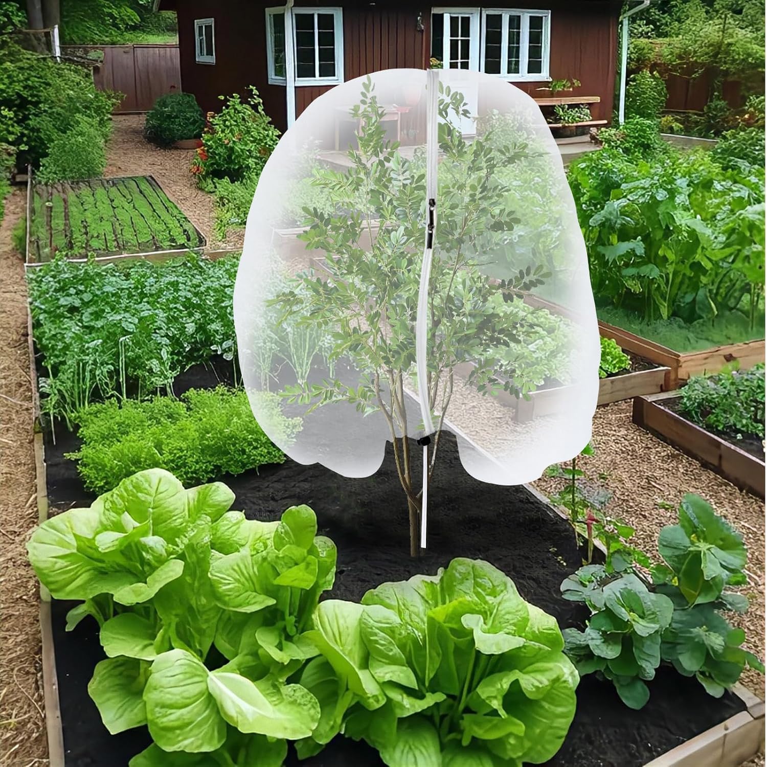13.1 x 9.8 ft Large Tree Nets for Fruit Trees with Zipper Drawstring, Transparent Bird Netting for Fruit Trees, Garden Insect Barrier Mesh Cover for Plants, Protects Against Bugs Birds Deer Squirrels