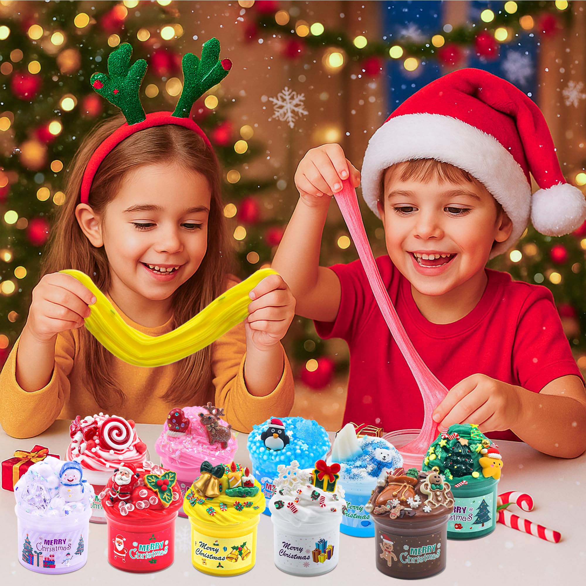 KYEVIS Schleim Adventskalender 2025, 24 Tage Slime Set Weihnachtskalender Geschenk für Kinder, Teenager, Mädchen und Jungen (Bezauberndes Grün)