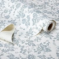 Vista 1 de RAY STAR Revestimiento para estantes, 12 pulgadas x 10 pies, no adhesivo, plateado con estampado floral, revestimiento para gabinetes de cocina