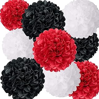 24 Pieces Tissue Paper Pom Poms Flower Ball 8 Inch and 10 Inch Paper Tissue Flower Poms Wedding Birthday Party Room Outdoo...
