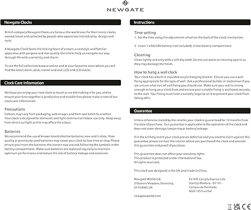 Miniatura 9 de NEWGATE Reloj de pared Number Four Echo  Reloj redondo moderno  12 pulgadas  Verde Eden  Números fáciles de leer  Ideal para cocina, sala de estar u