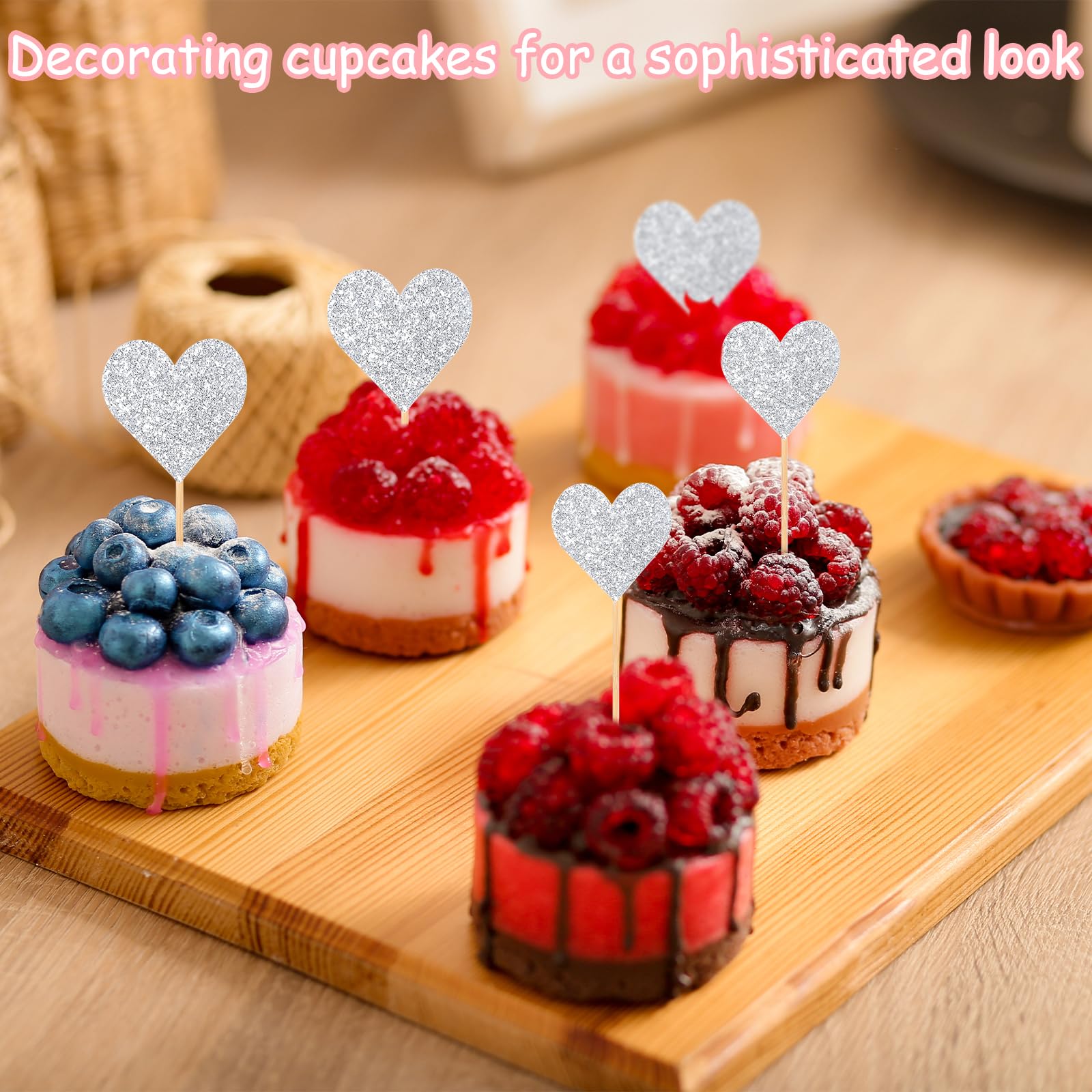 50 Stück Herzen Cupcake Deko – Glitzernde Topper Für Hochzeit, Geburtstag & Valentinstag