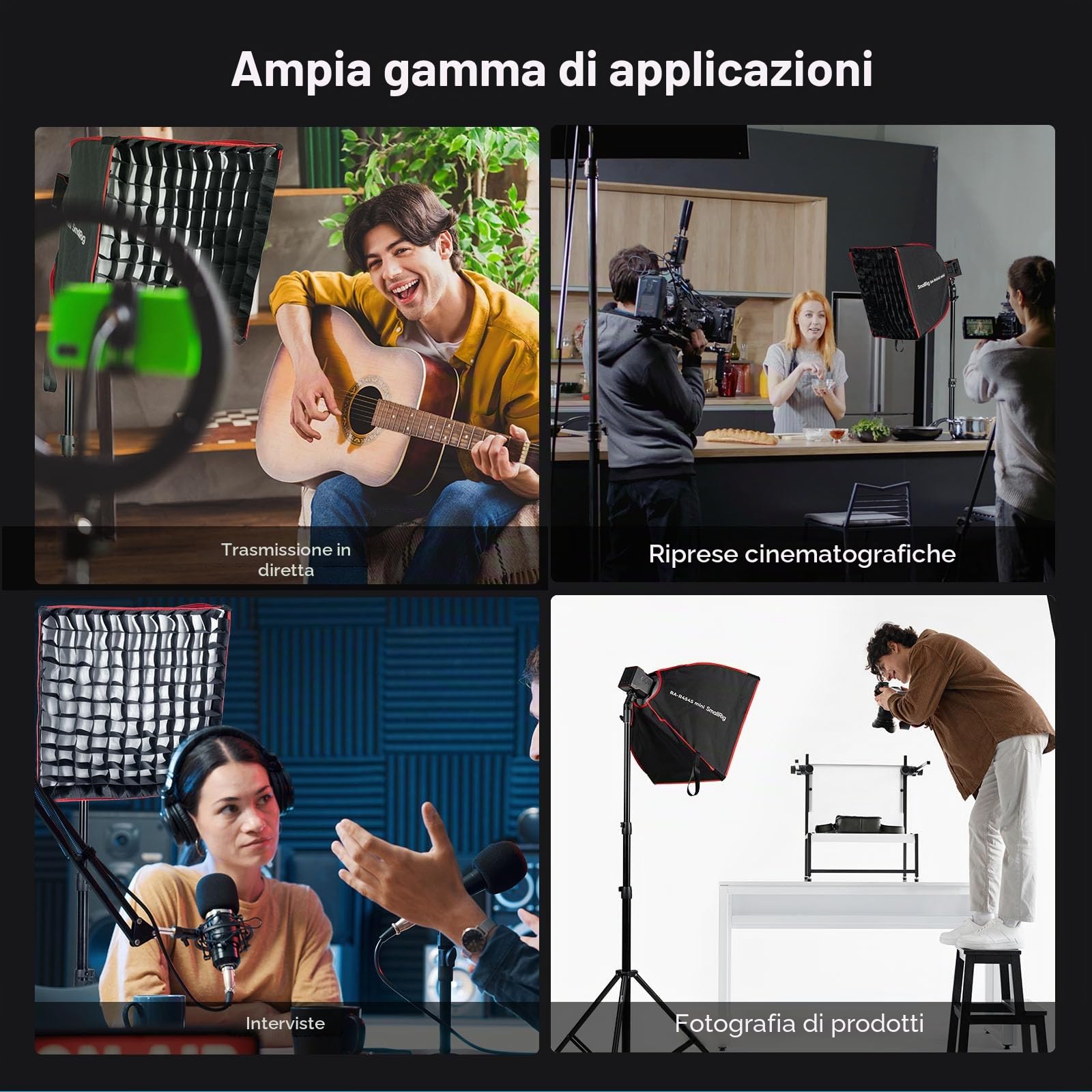 SMALLRIG RA-R4545 Softbox Rettangolare, Softbox a Sgancio Rapido da 17,7" con Borsa per il Trasporto, Compatibile con SMALLRIG RC 60B COB Luce Video LED per Riprese di Ritratti - 4683