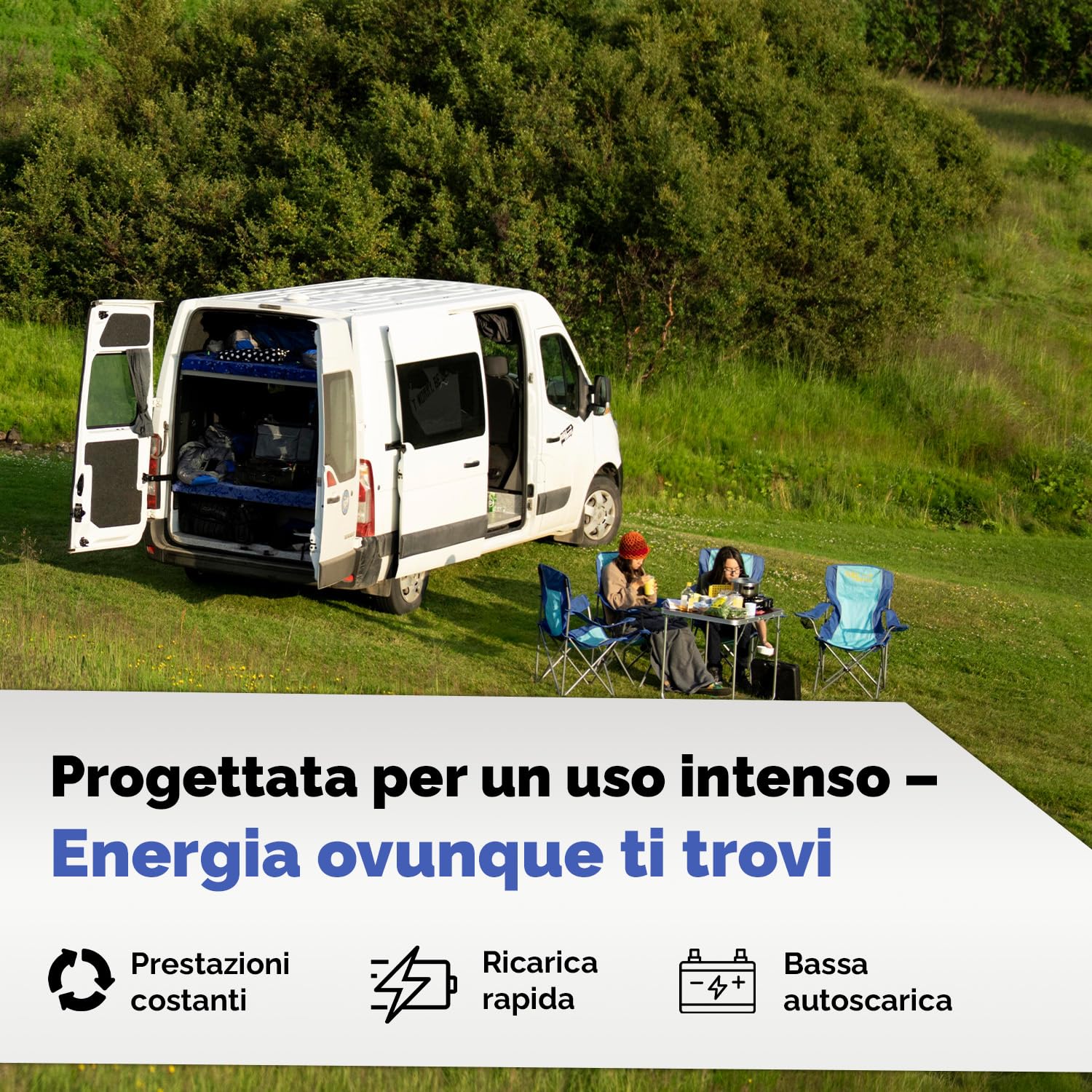 Batteria AGM Caravan 12V 100Ah deep cycle sigillata 278x175x190mm