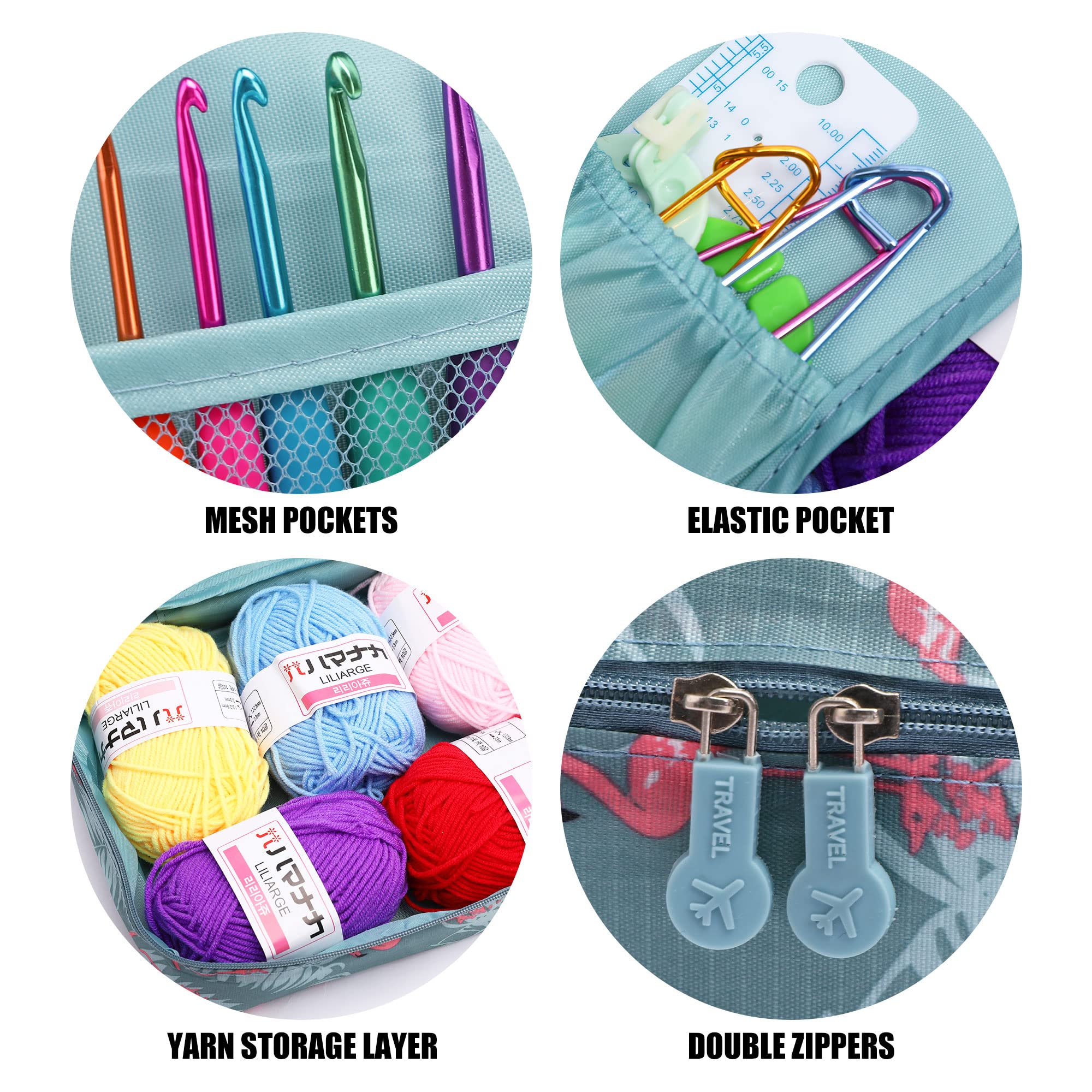 JOZEA 58pcs Crochet Kits, Including 9 Pieces of Crochet Hooks, Yarn and Storage Case, Crochet Hooks Set - Image 3