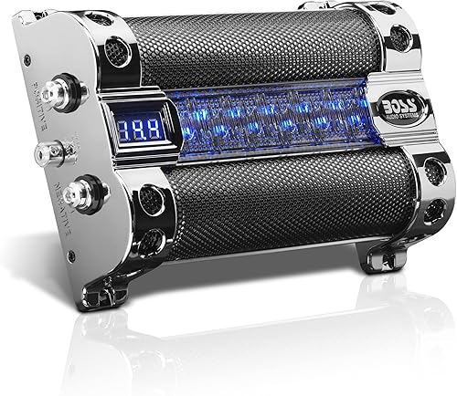 BOSS Audio Systems CAP8 - Condensador de coche 8 farad, almacenamiento de energía, graves mejorados desde estéreo, tono de polaridad inversa de