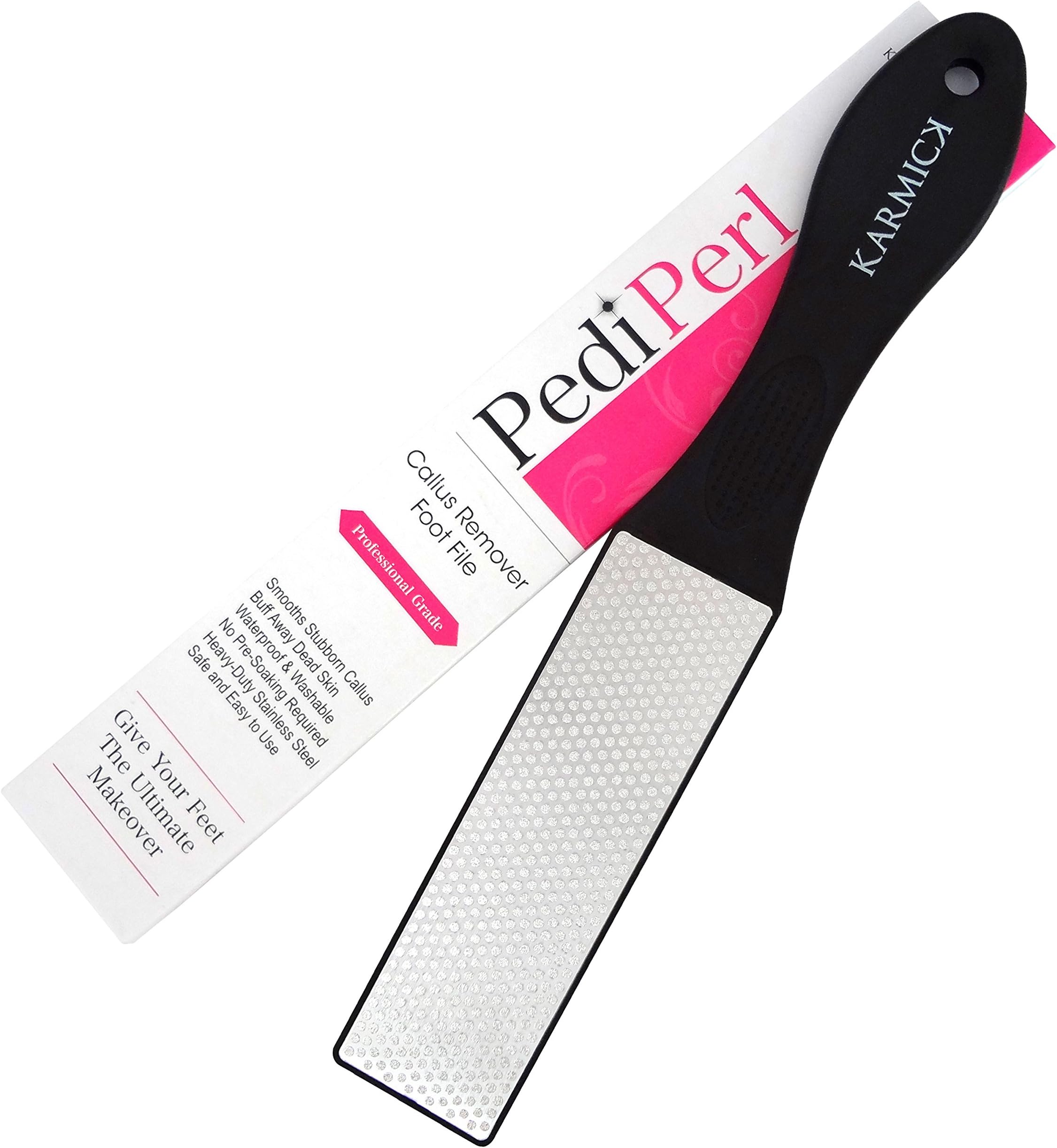 Pediperl Foot File for Feet Callus Remover Foot Rasp - Works Wet and Dry - Professional Care Pedicure Metal Surface Tool to Remove Hard Skin and Smooth Dry Cracked Heels by Karmick (Fine File)