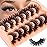 Mink Lashes Fluffy False Eyelashes 20mm 3D Volume Cat Eye Lashes Faux Mink Eyelash Wispy Fake Eyelashes Long Thick Strips Lash Pack, 7 Pairs
