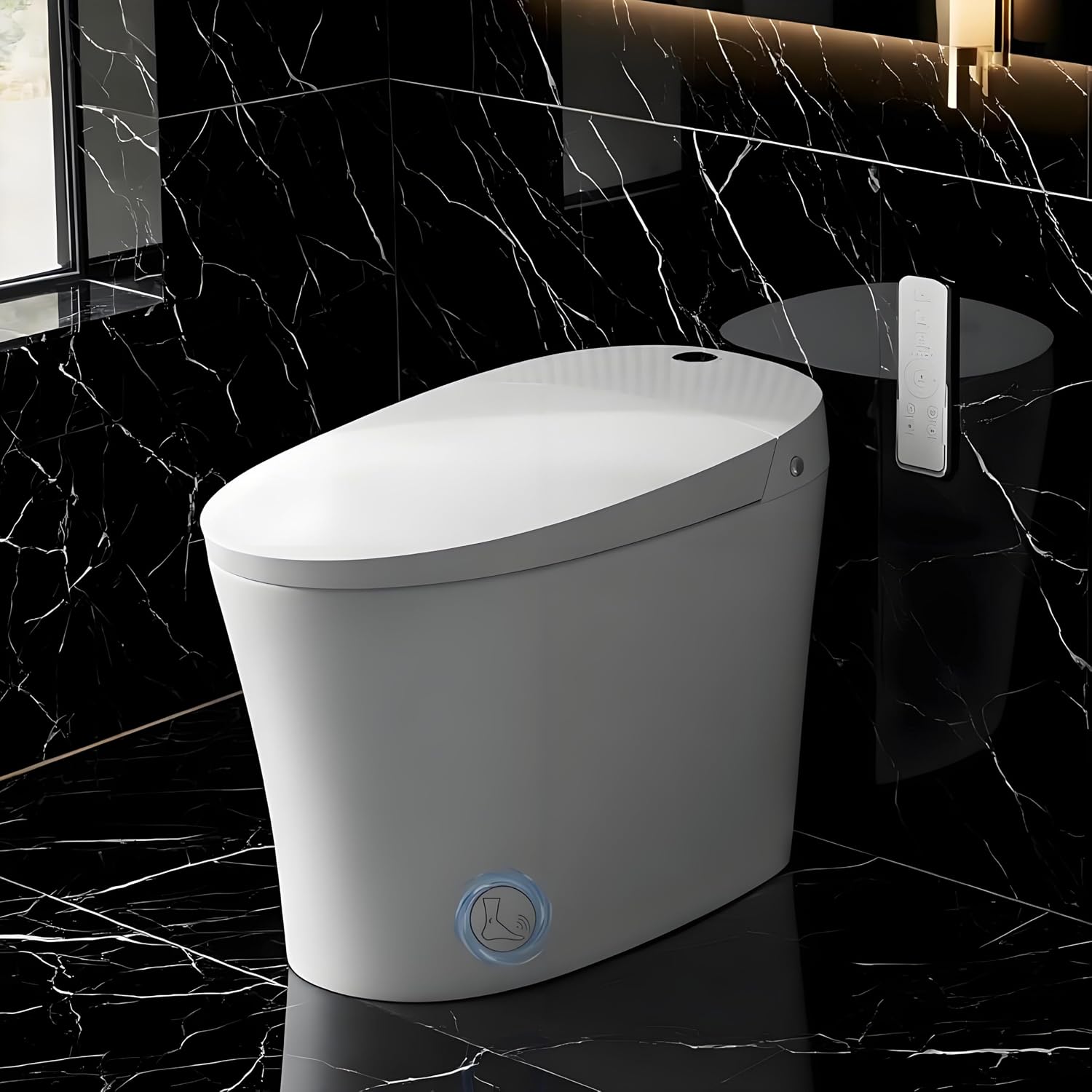Garvee Smart Toilet, One Piece Bidet Toilet for Bathrooms, Toilets with Warm Water Sprayer & Dryer, Foot Sensor Operation, Heated Bidet Seat, Tankless Toilets with LED Display