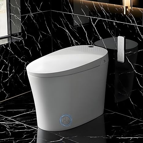 Garvee Smart Toilet, One Piece Bidet Toilet for Bathrooms, Toilets with Warm Water Sprayer & Dryer, Foot Sensor Operation, Heated Bidet Seat, Tankless Toilets with LED Display