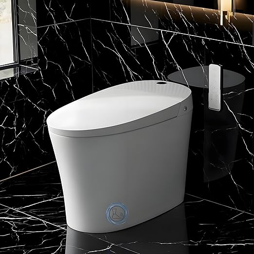 Garvee Smart Toilet, One Piece Bidet Toilet for Bathrooms, Toilets with Warm Water Sprayer & Dryer, Foot Sensor Operation, Heated Bidet Seat, Tankless Toilets with LED Display
