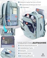 VANKEV Bővíthető Fedélzeti Hátizsák 40x30x20-25cm Ryanair EasyJet Wizz Air Laptop Táska Világoskék 3