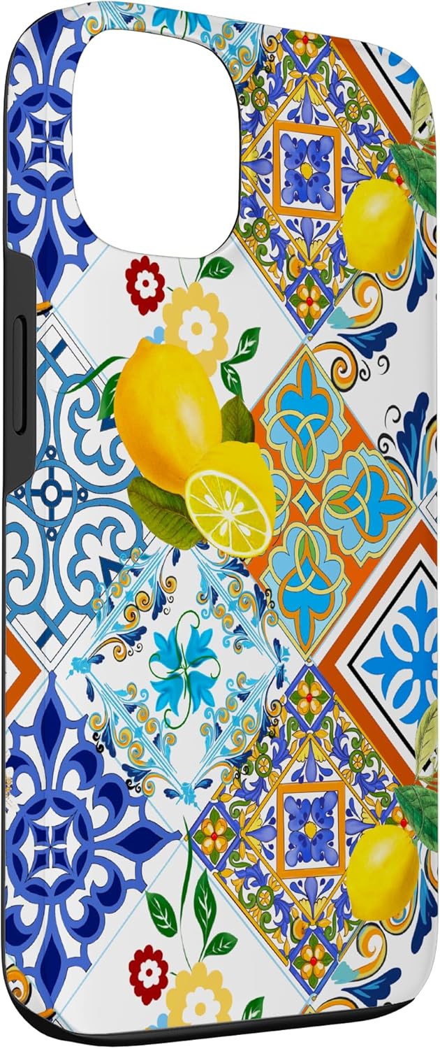 Mediterranean tiles,Sicilian art,majolica,lemons,summer Case for iPhone 13