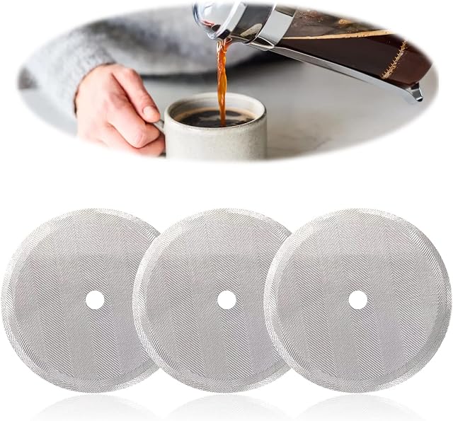 3 Pcs Cafetiere Filter Screen,Cafetiere Mesh Cafetiere Filter Mesh Screen French Press Replacement Filter Mesh Screen Stainless Steel Reusable Metal Coffee Filter for 12oz/350ml Cafetiere