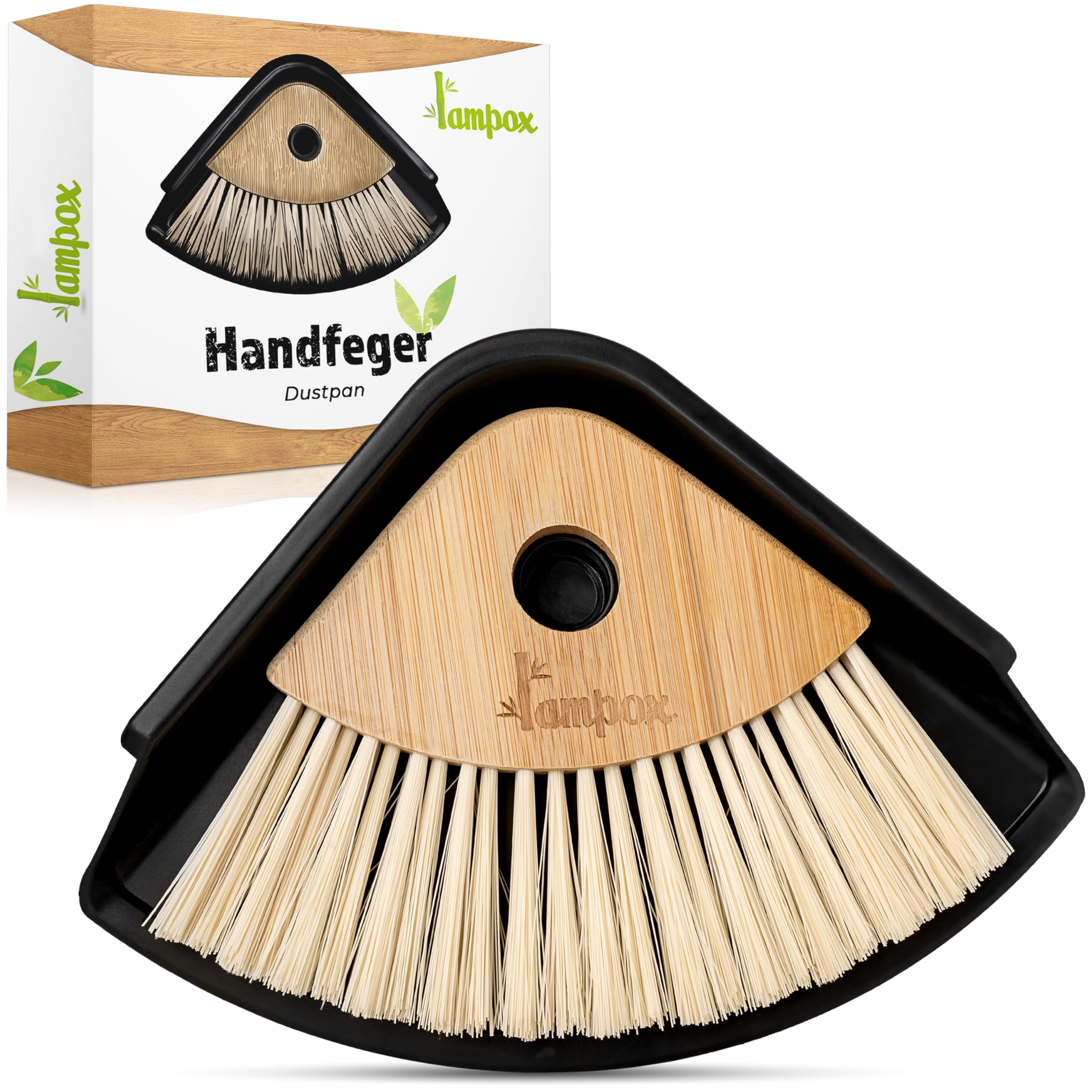 Lampox Natural Shovel And Broom Set, Dustpan And Brush With Bamboo Handle, Household Dustpan Set
