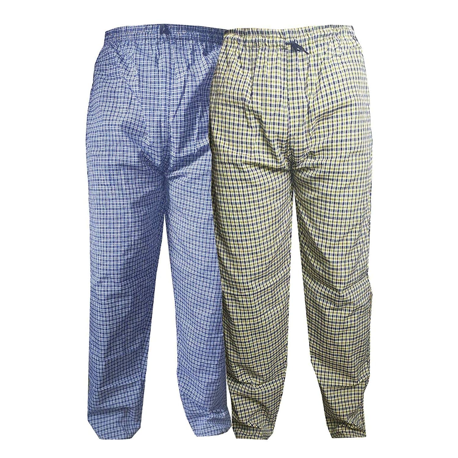 DIVAS ENTERPRISES Mens Multicolor 100% Cotton Checkered Nightwear Pajama Pack of 2 (DE-024) DIVAS ENTERPRISES Mens Multicolor 100% Cotton Checkered Nightwear Pajama Pack of 2 (DE-024)
