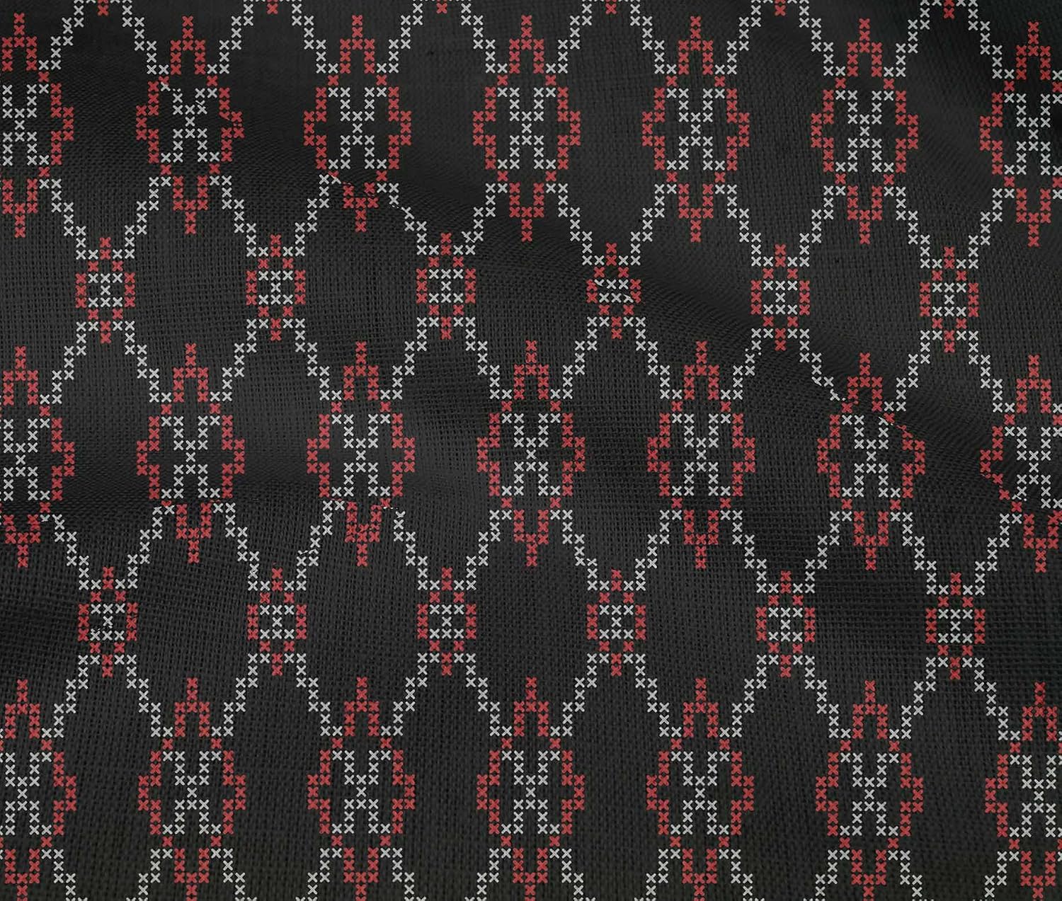 oneOone Cotton Flex Black Fabric Block Craft Projects Decor Fabric Printed By The Yard 40 Inch Wide