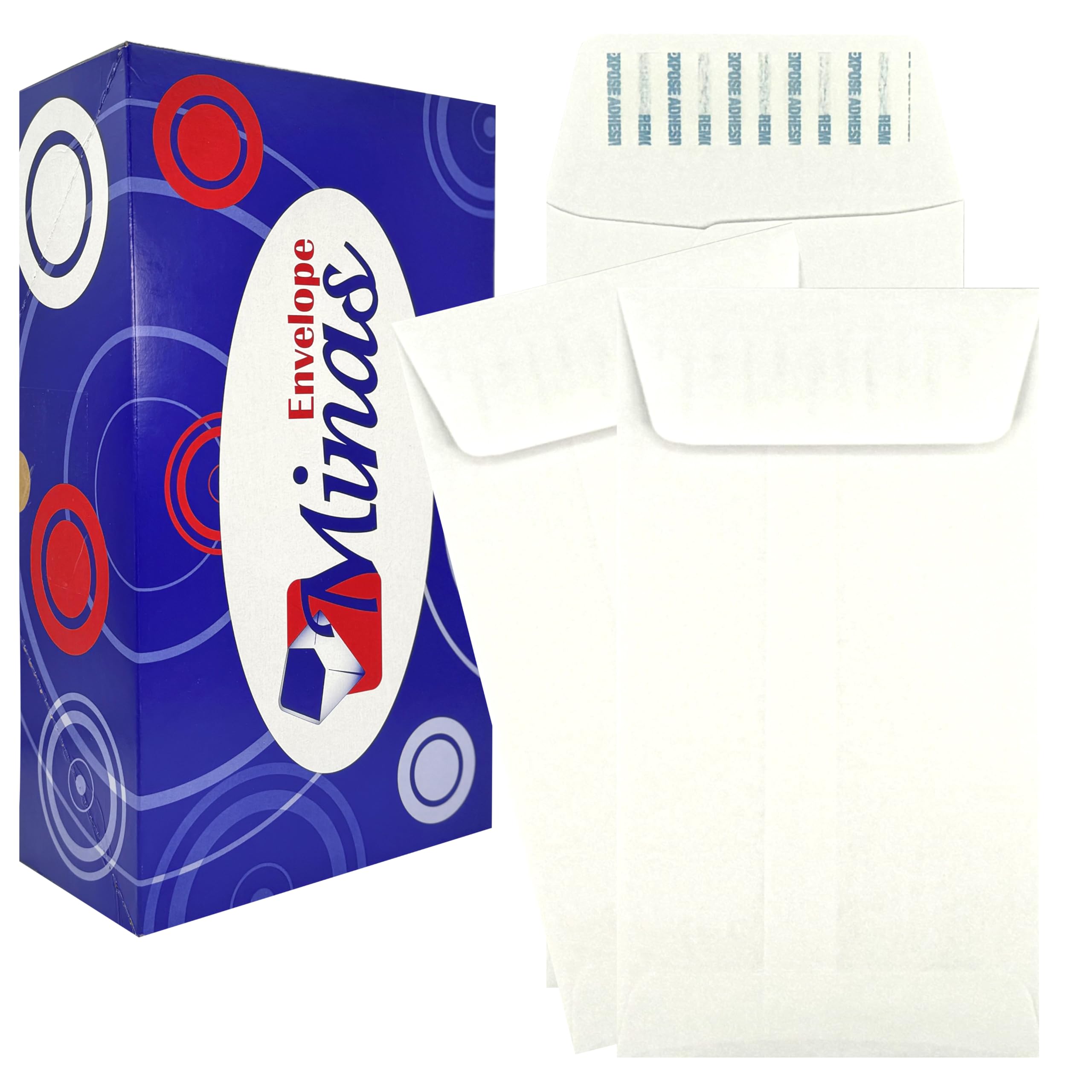 500 Minas Envelope #7 Coin/Cash/Small Parts Envelope, 3-1/2" X 6-1/2", Peel & Seal, Premium 24lb. White, 500/Box
