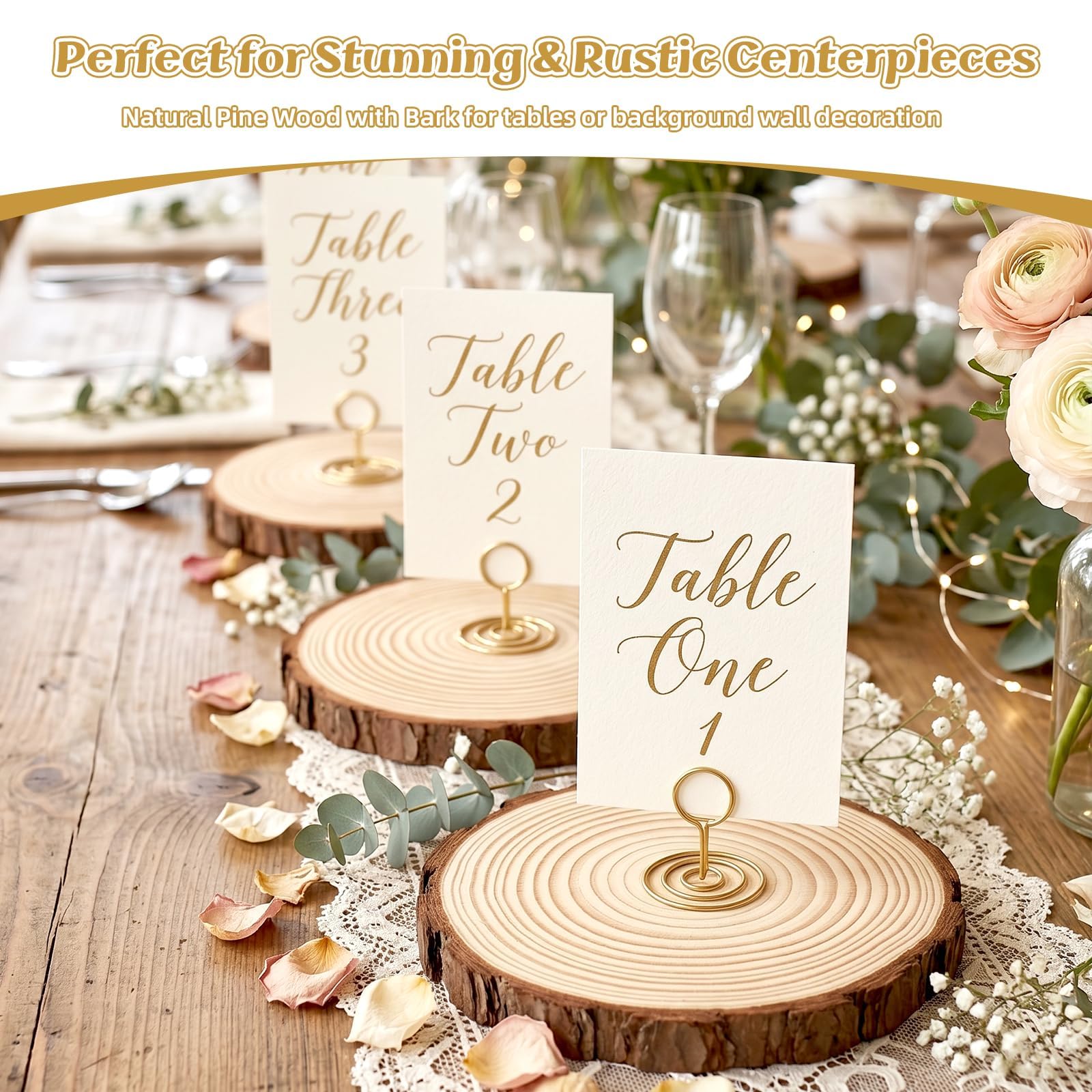 FSWCCK Plastry drewna na elementy centralne, naturalne, niedokończone, okrągłe drewniane płyty na stoły, rustykalna dekoracja ślubna, rękodzieło, dekoracja na baby shower, 16 szt., 13-14 cm