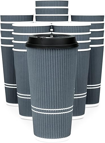 To Go - Tazas de café con tapas, taza de café desechable de 22 onzas con tapa (50 juegos). Tazas calientes de papel de viaje grandes para bebidas