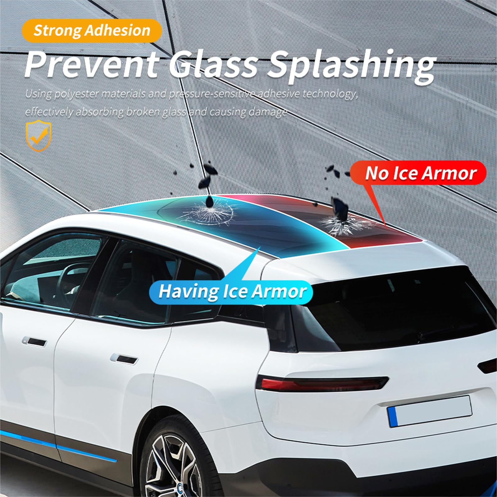für BMW IX 2020-2024 8.5mil TPU PPF Solar Fenstertönung für Autodach Oberlicht Vorgeschnittene Selbstklebende Transparent Lackschutzfolie Zubehör Eisblau 1Stück