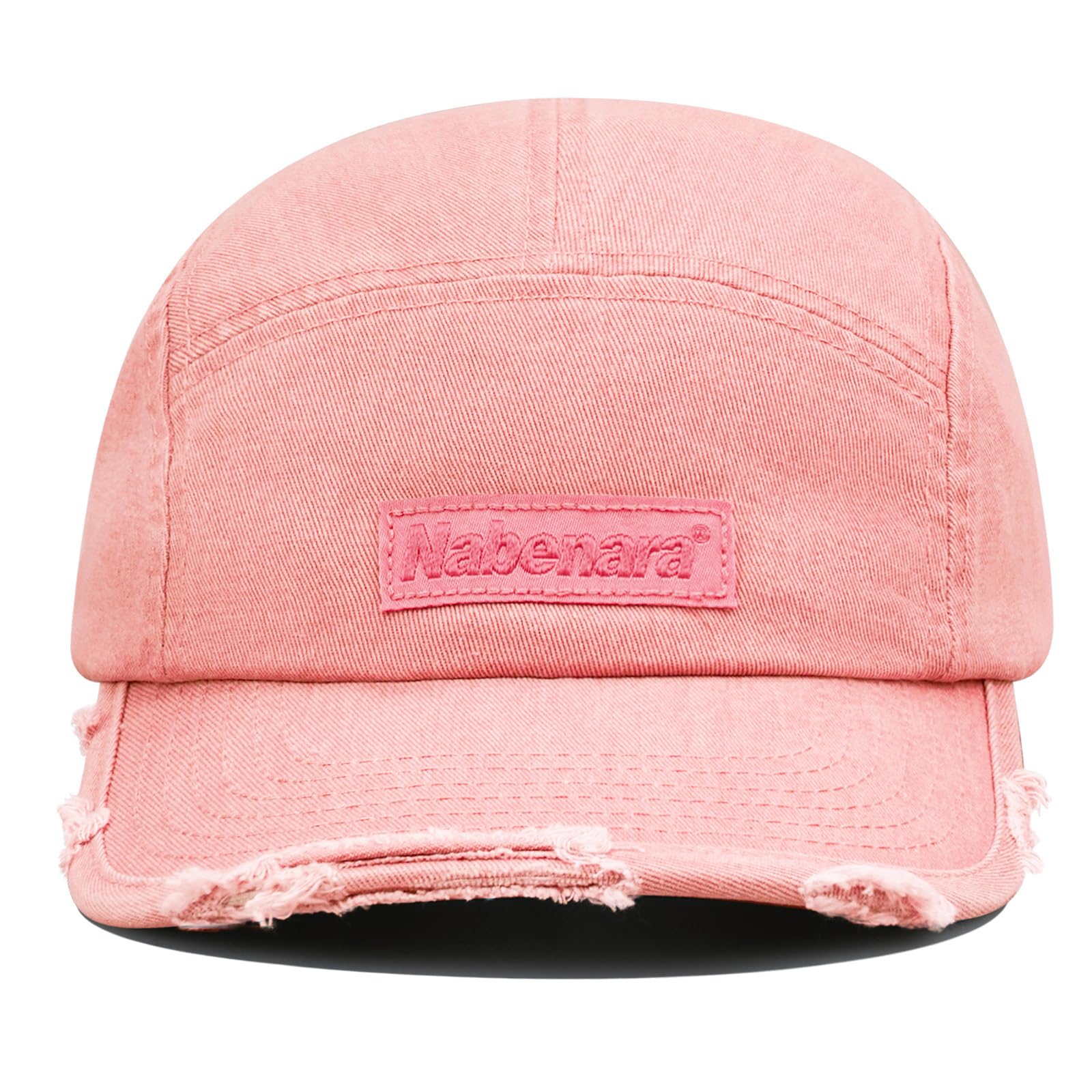 CLAPE 5 Panel Hat Camper Hat Distressed Basic Daily Wear Flat-Bill Cap Washed Baseball Cap Strapback Hip Hop