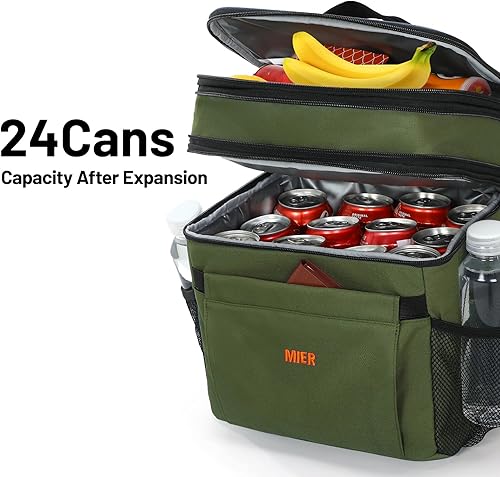 Miniatura 3 de MIER Lonchera para hombres con aislamiento expandible de doble compartimento, bolsa a prueba de fugas con bolsillos delanteros y traseros para