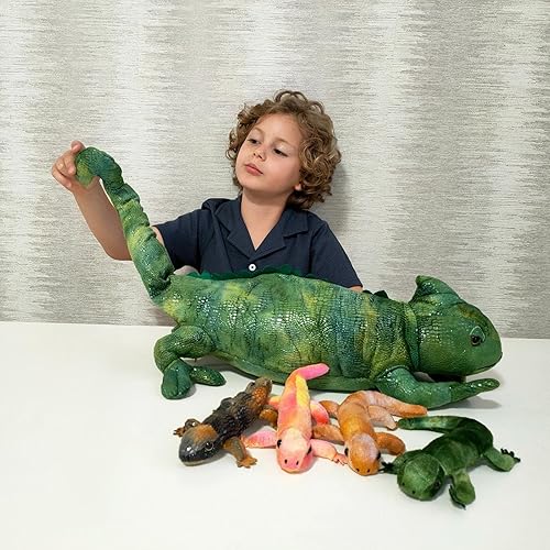 Miniatura 4 de 5 piezas de peluche de lagarto gigante, 27 pulgadas, madre iguana de peluche con 4 peluches de lagarto bebé, juguete de peluche de dragón barbudo