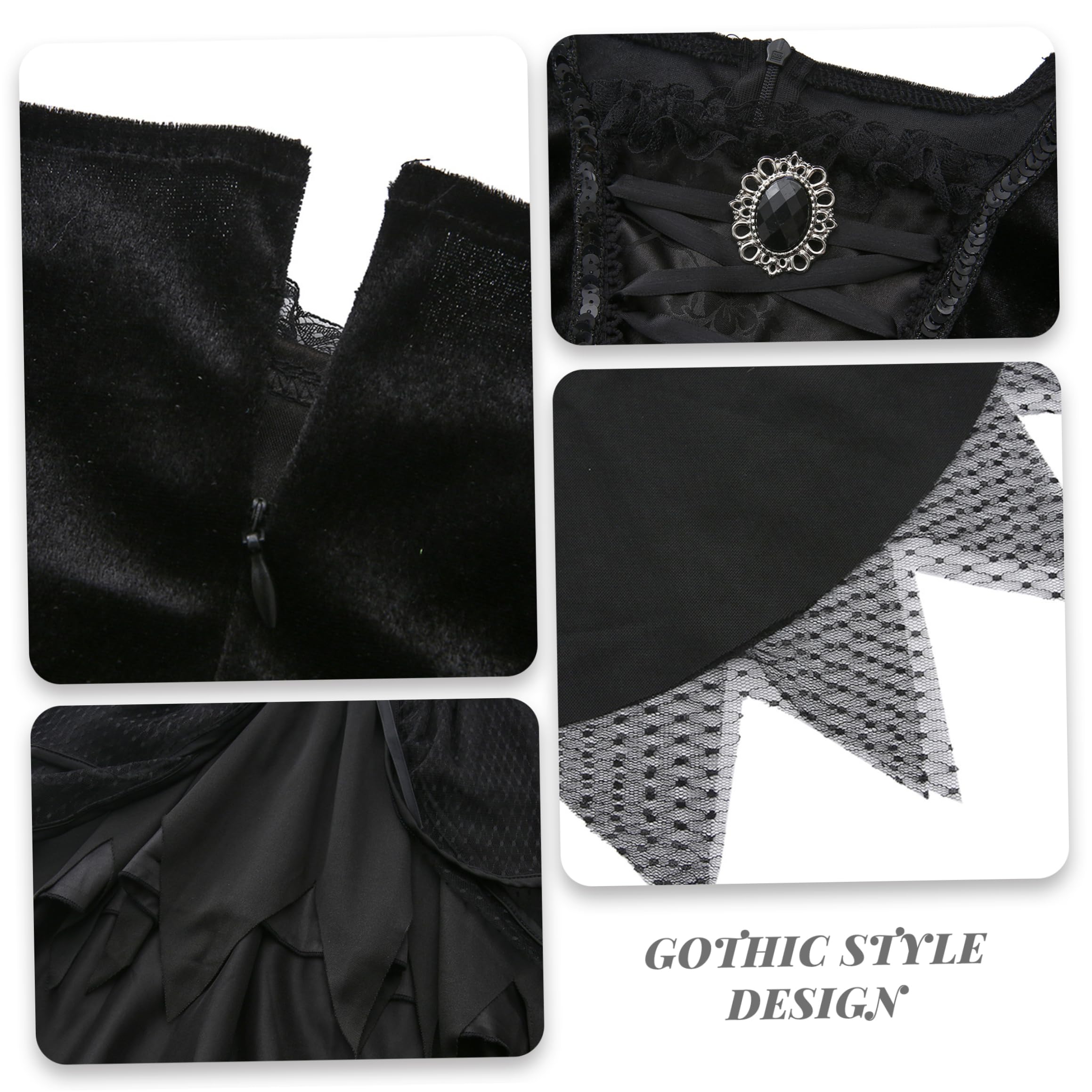 Costume da strega, set completo da donna, abito gotico nero M