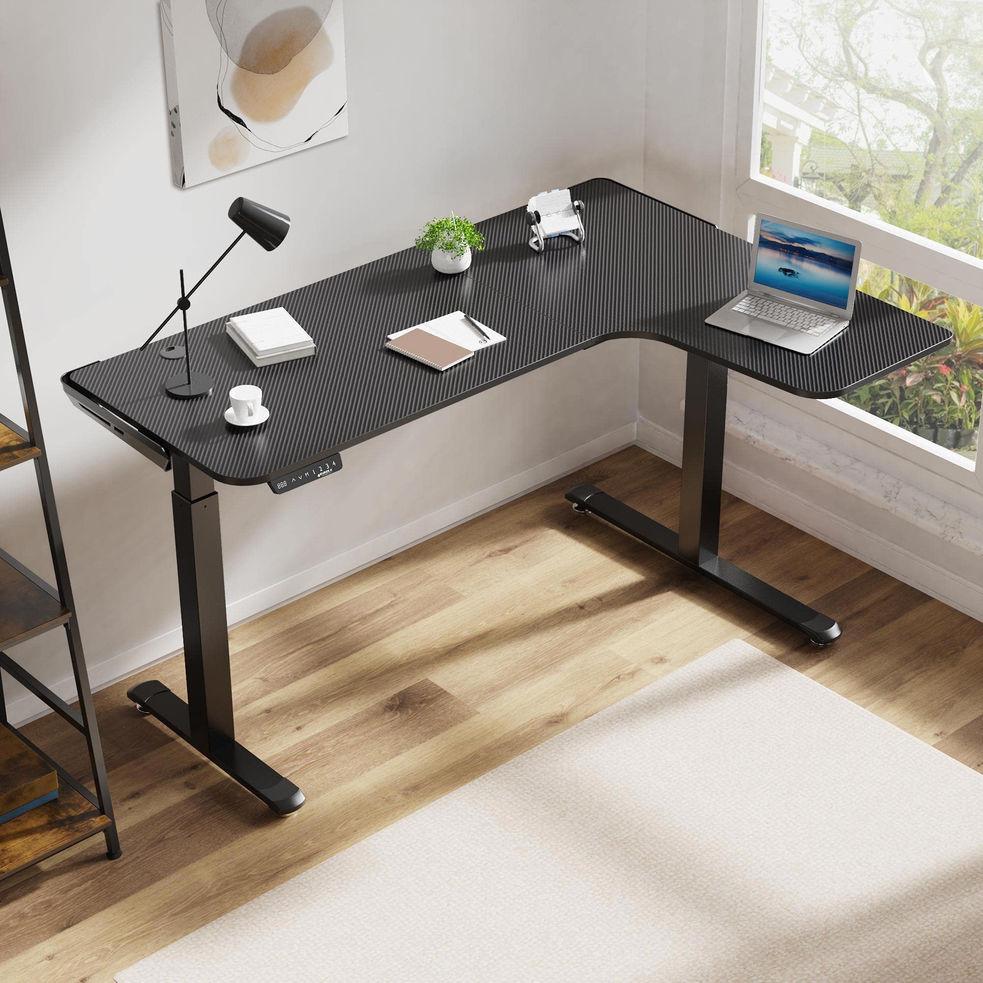 Buy DESIGNA 61 Inches L Shaped Standing Desk, Electric Height