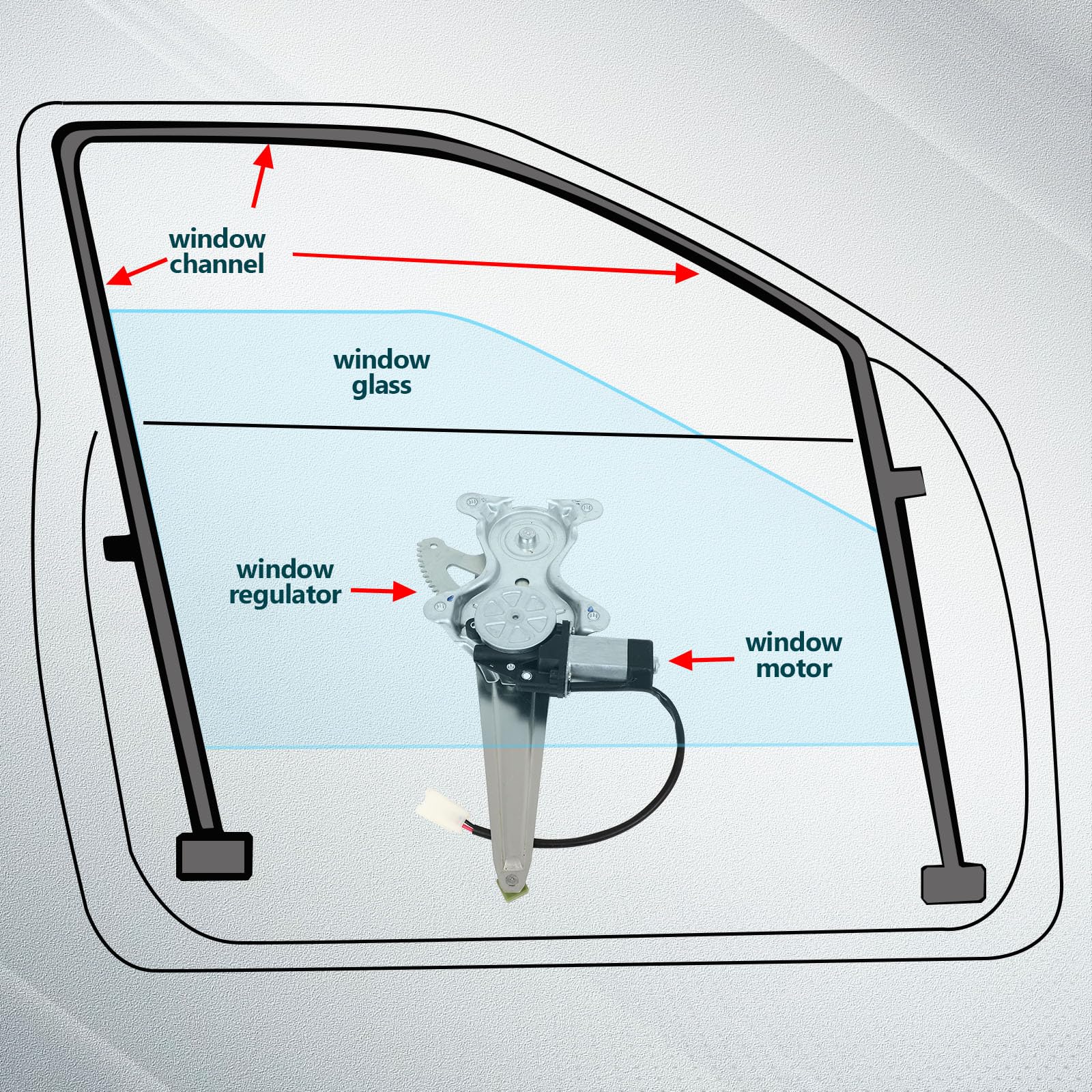 Rear Right Power Window Regulator & Motor Assembly For 2003-2008 Toyota Corolla - Direct Fit Replacement