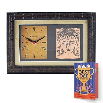 ARCHIES Ganesh Ji Murti Ganesha Clock | Analog Table Clocks, Desk Top, Wall Hanging Facility |29 X 9 X 10 Cm,Bronze,Wooden Frame with Brass Idol) C137