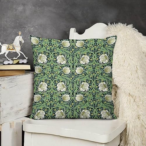 Miniatura 3 de William Morris - Fundas de almohada vintage estilo vintage de mediados de siglo con estampado botánico verde de flores abstractas verdes para sofá,
