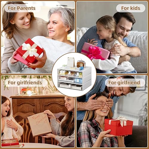 Miniatura 7 de Marbrasse Organizador de escritorio con 1 cajón, cajones de almacenamiento apilables, almacenamiento de maquillaje de plástico, organizadores de