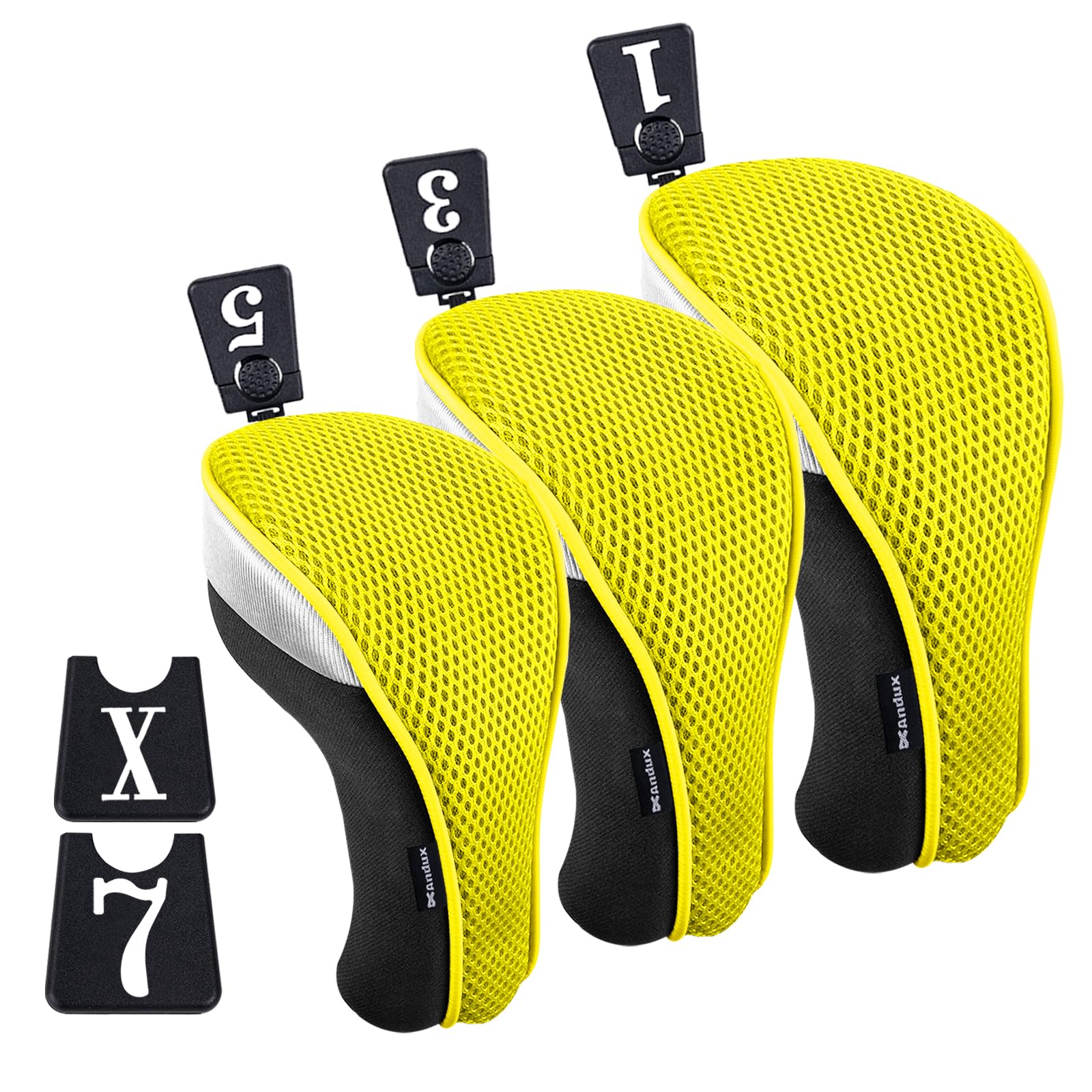 Andux Lot de 3 Couvre-Clubs de Golf 460 CC à Long Cou