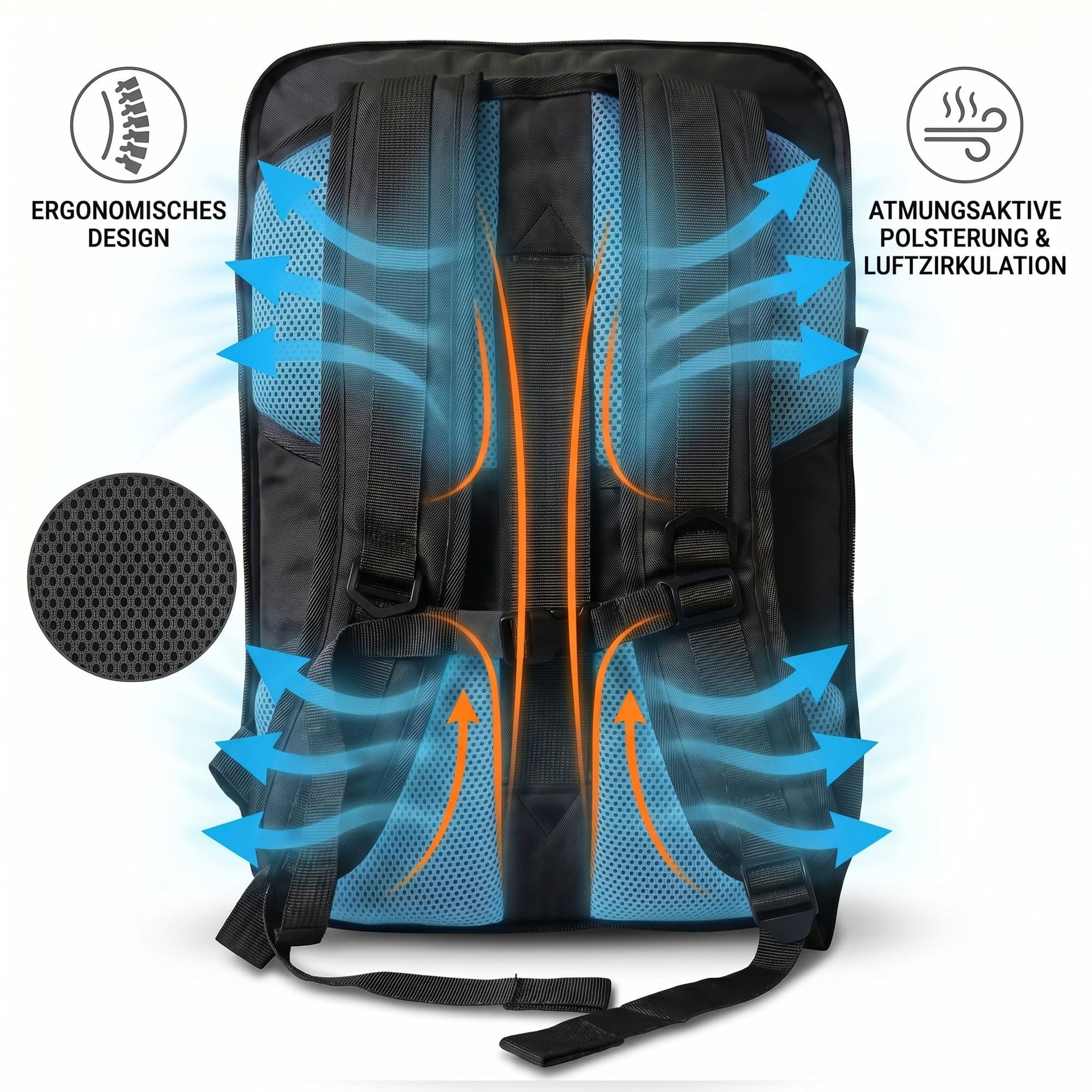 HELLSER Reiserucksack Handgepäck 30L mit 17 Zoll Laptopfach – 2in1 Laptoprucksack & Reisetasche – Erweiterbar, Anti-Diebstahl-Fach, Koffergurt - 45x31x21cm Damen & Herren, Schwarz