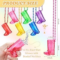 Vista 17 de Sieral 12 piezas de vasos de chupito de bota en collar con cuentas, vaso de chupito de vaquera de plástico, collar de vaso de chupito para novia