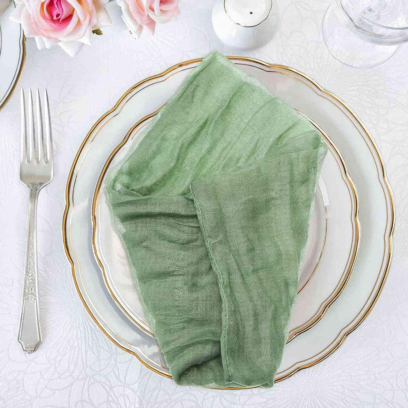 Servilletas de Servilletas de Cena Arrugadas Servilletas de Mesa Servilletas Decorativas de Tela (Verde, 72 Paquetes)