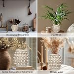Rustic Farmhouse Vase, Boho Beige Vase for Pampas Grass Small Textured Knotted Vase for Flowers Decorative Cement Floral Vase for Home Decor, Living Room, Dining Table