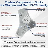 Vista 3 de 6 pares de calcetines para neuropatía - Calcetines de compresión sin dedos para mujeres y hombres, alivio de fascitis plantar y tendinitis