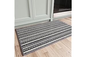 COCOER Kitchen Striped Runner Rug For Floor, Non-Slip Washable Kitchen Floor Mat