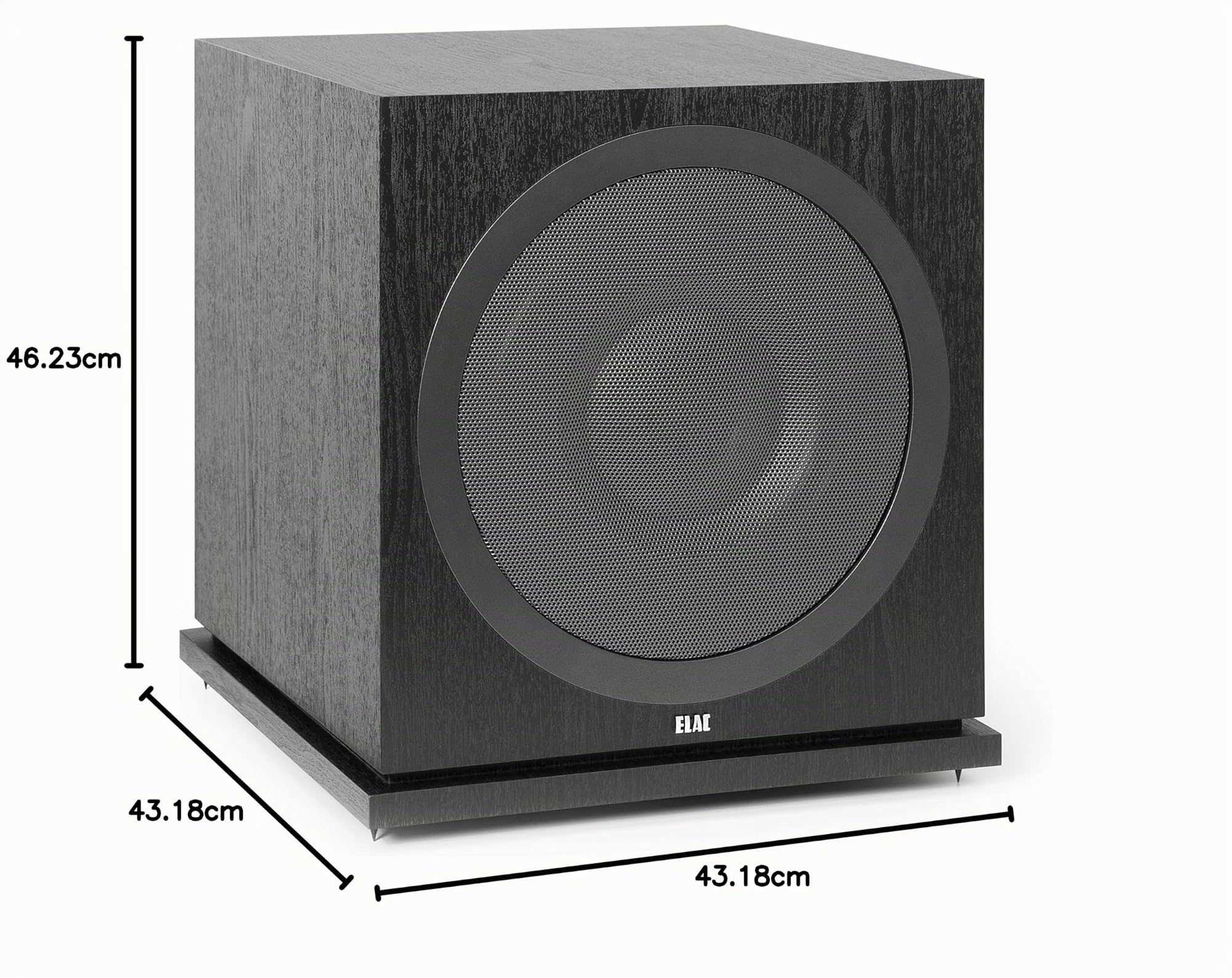 ELAC Debut SUB 3030 - Subwoofer attivo per la riproduzione musicale tramite impianto stereo, bassi profondi grazie al potente amplificatore, controllo app, 1000 W, colore: Nero