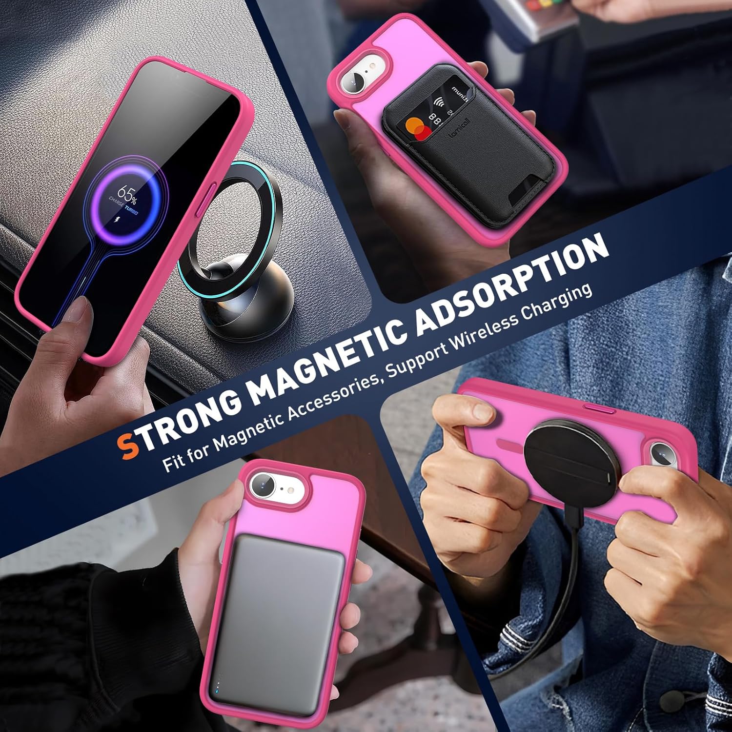 MILPROX Magnetic Phone Case for iPhone 16E, Protective Cover Compatible with Magsafe Design for iPhone 16E Cover 6.1" - Rose Red - Image 2