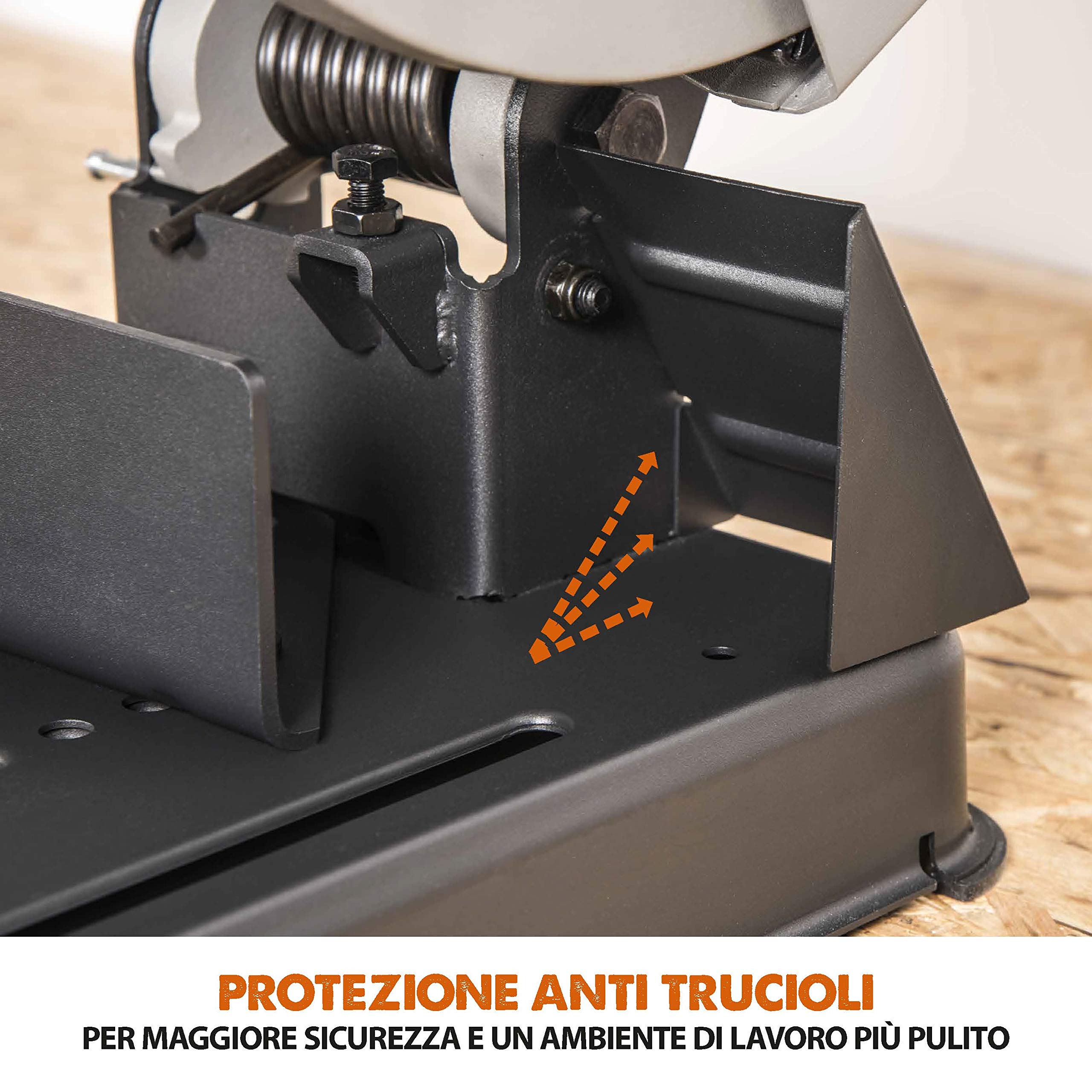 Evolution Power Tools 083-0003 R355Cps Troncatrice Per Ferro Multi Materiale, Esegue Tagli Su Acciaio, Alluminio, Plastica E Legno Anche Con Chiodi, 355 mm