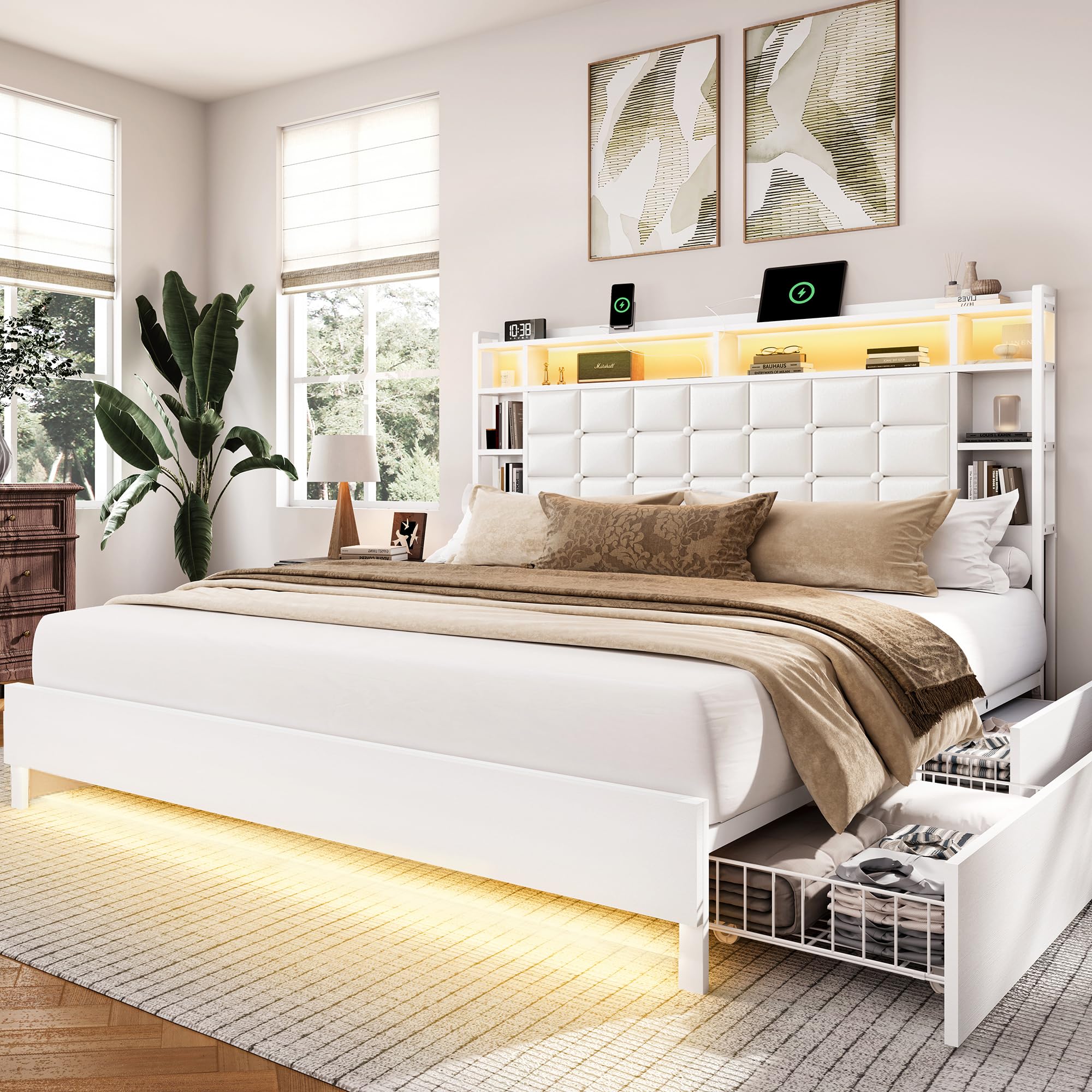 LARMACE Queen Bed Frame
