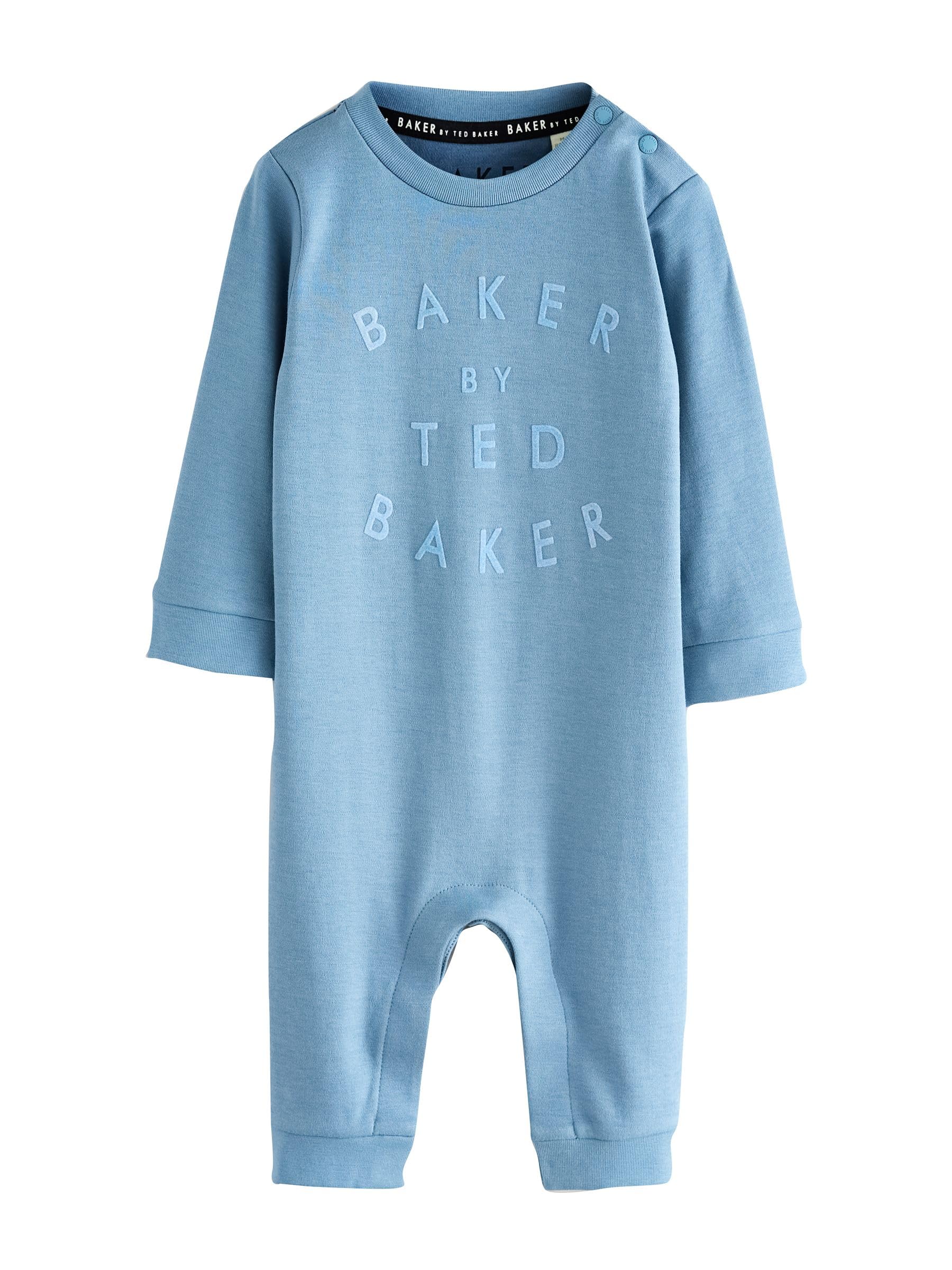 Noworodki chłopcy Niebieski komplet Baker by Ted Baker: śpioszki i dwustronna czapka
