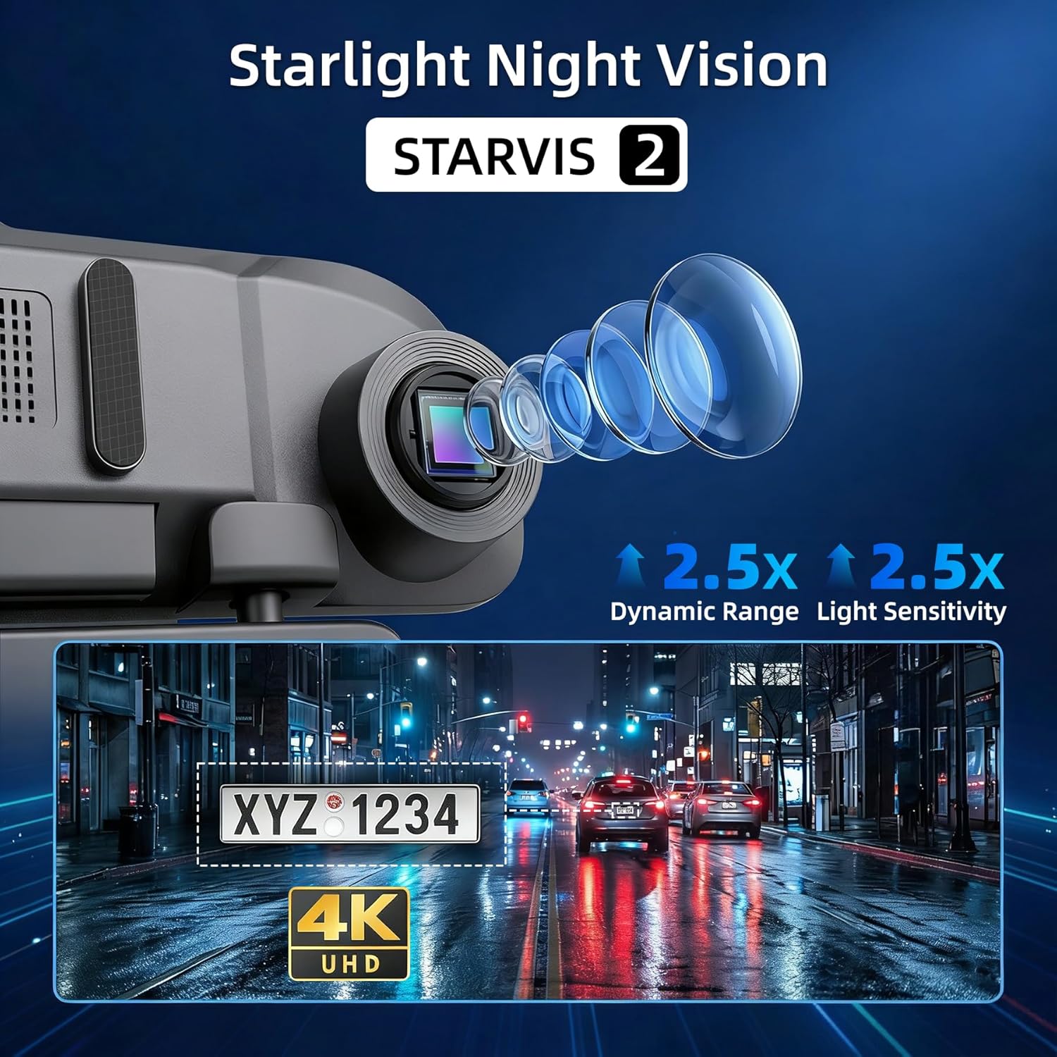 12" 4K+1080Px3,4 Channel Mirror Dash Cam Front and Rear with STARVIS Sensor, Rear View Mirror Camera,Back up Camera for Cars,8 IR Night Vision,WiFi,GPS,Voice Control,Free 128G SD